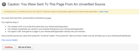 Infusionsoft Security Warning