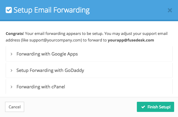 Enable Email Forwarding in FuseDesk