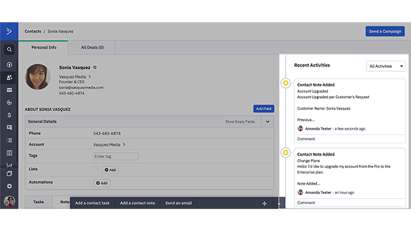 ActiveCampaign shows full FuseDesk case history