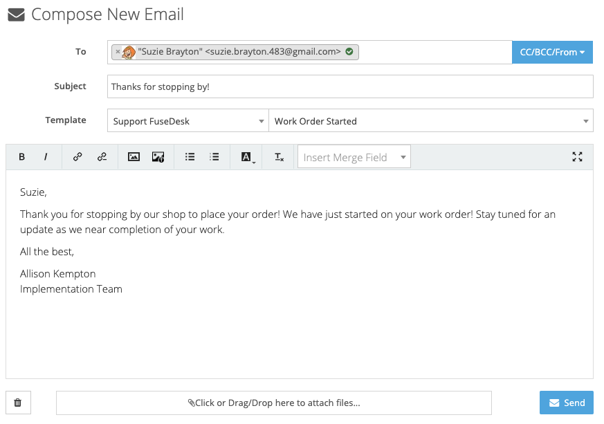FuseDesk Compose New Email
