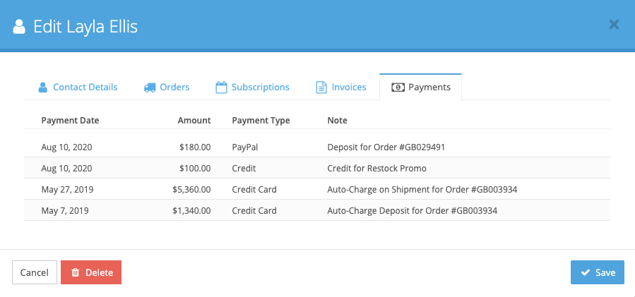 CRM Payments for Contacts in FuseDesk