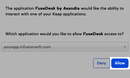 FuseDesk Keap Choose Application