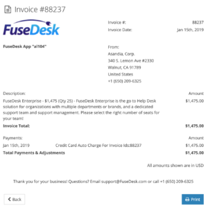 FuseDesk Invoice