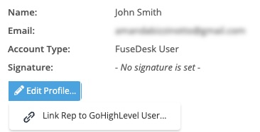 Link FuseDesk Rep to GoHighLevel User