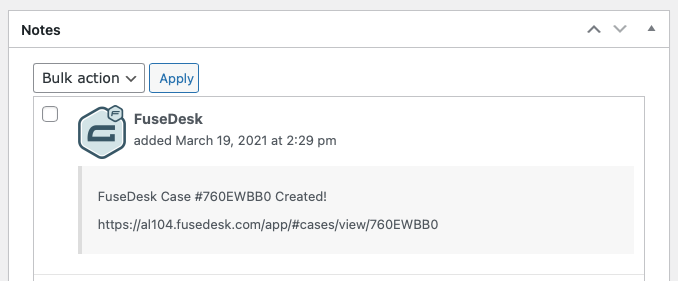 FuseDesk Case Notes in Gravity Forms Entries