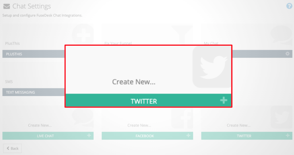 Twitter Accounts can be easily added in FuseDesk