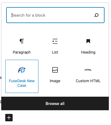 FuseDesk New Case block in WordPress