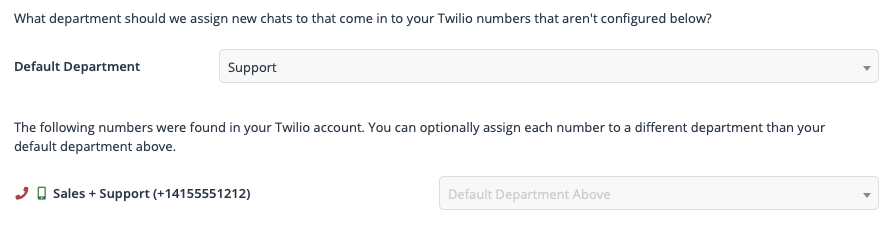 Twilio numbers in FuseDesk can be configured to both send and receive SMS messages.