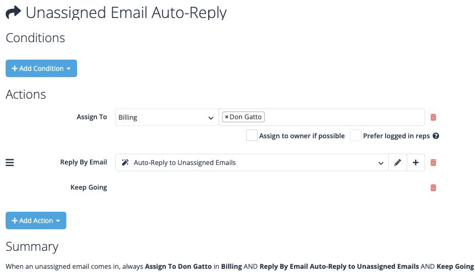 Unassigned Email Auto-Reply Automation in FuseDesk