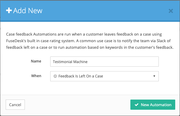 Feedback Left Automation for Testimonial Machine