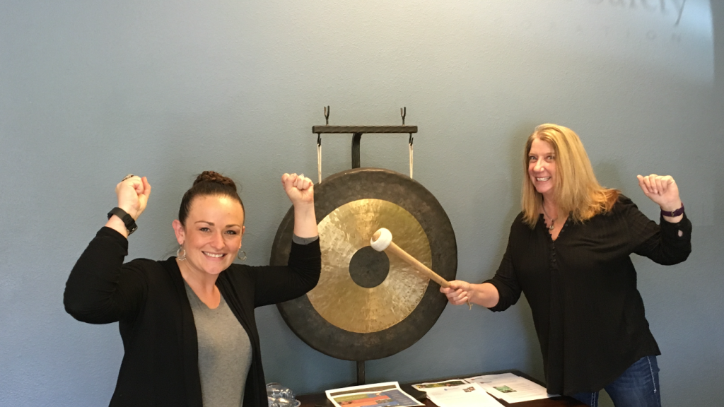 Water Chef Team Members Lacey and Jennifer and their Gong